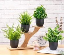 SET OF 4 ARTIFICIAL PLANTS IN POTS WITH MODERN STYLE FAKE POTTED PLANTS