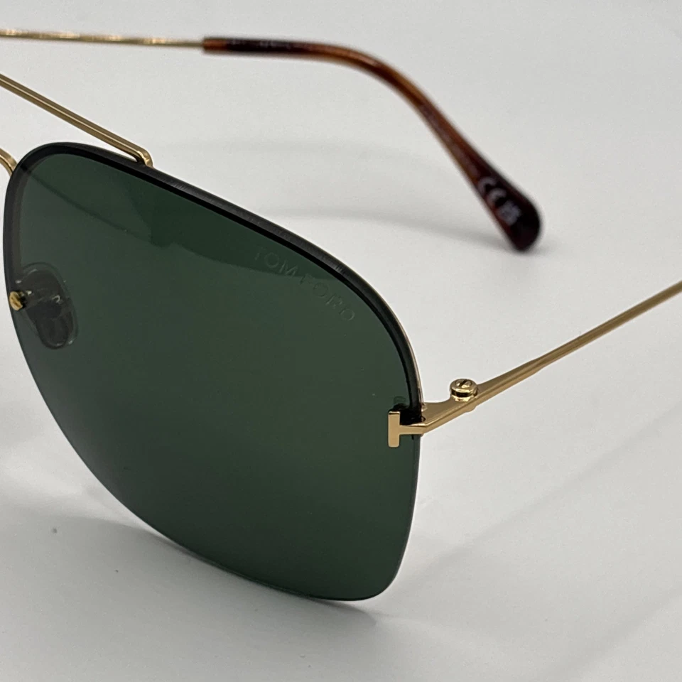 Gafas de sol para hombre Tom Ford MACKENZIE 02 FT0883 30N brillantes doradas profundas/verdes cuadradas Foto 4 de 4