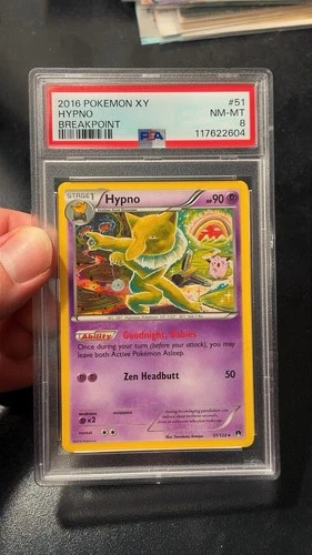 Pokemon 2016 XY Breakpoint #51 Hypno Card PSA 8 (Not Easy To Find Graded, Pop 1)