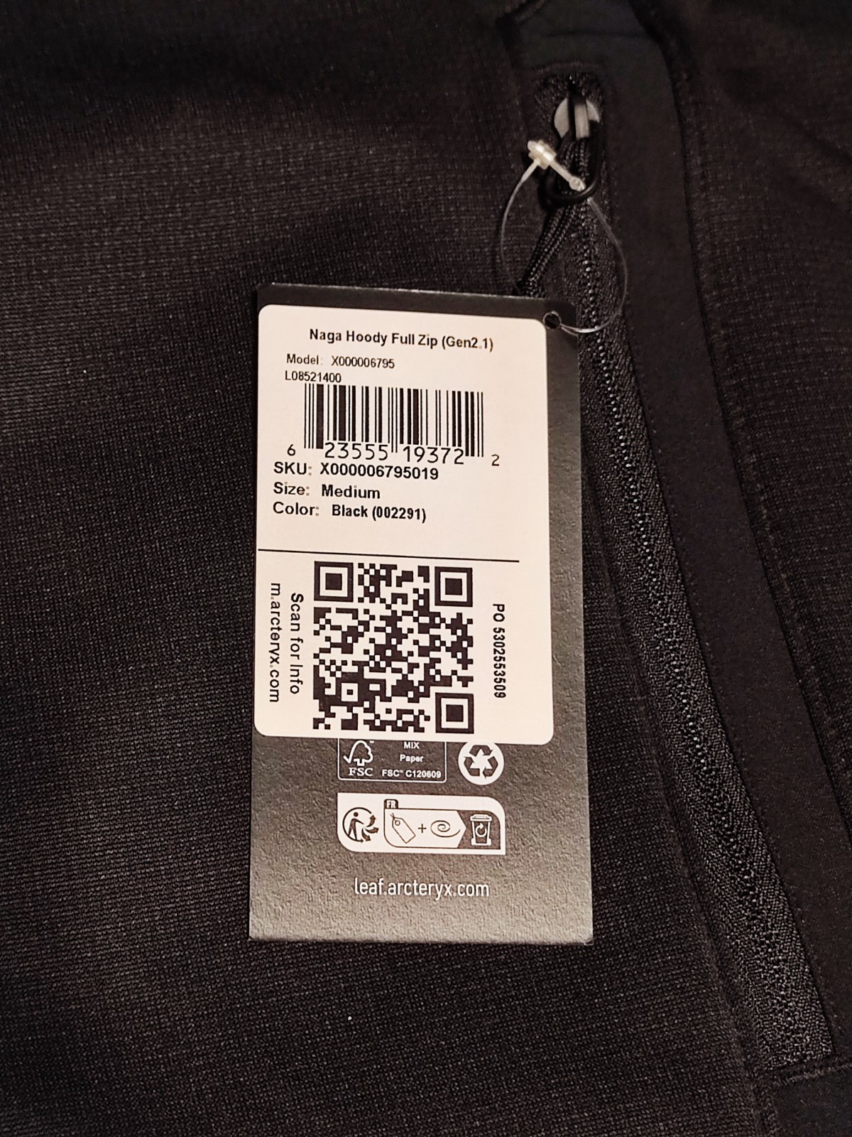 ARC'TERYX Arcteryx Leaf Naga felpa con cappuccio e zip intera grande