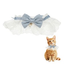 Cat Lace Pet Collar, Cute Cat Collar Lace Ruffle for Dogs Kitten Blue, M 