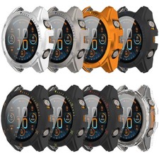 8 Pack Garmin Fenix 8 Solar Screen Protector Case Hard PC Bumper Tempered Glass