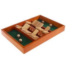 2 Player Shut the Box Game Set - Felt Lined Pine Wood Board with 10 Numbered Til