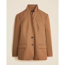 NWT J Crew Standing Collar Blazer in Wool-Blend Flannel Camel Brown Size 8