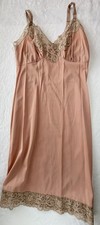 Val Mode Lingerie Slip Dress Womens M Pink Floral Satin Lace Coquette Vintage