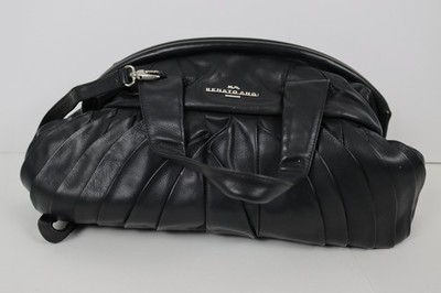 Renato Angi Venezia Black Leather Pleated Handbag Shoulder Bag Made in Italy