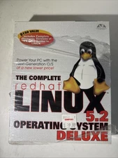 Vintage 90s Red Hat Linux 5.2 Deluxe Edition 1998 Complete Box Set w/ CDs & Book
