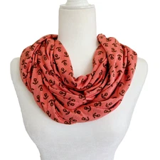 Sperry Nautical Print Infinity Scarf Coral Lightweight Preppy Coastal Resort NEW