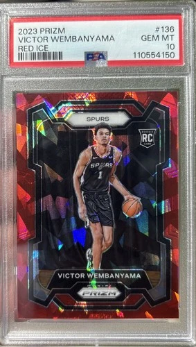 2023 PANINI PRIZM RED ICE #136 VICTOR WEMBANYAMA ROOKIE RC PSA 10