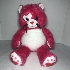 Build A Bear Pink And White Cat Red Heart 16"