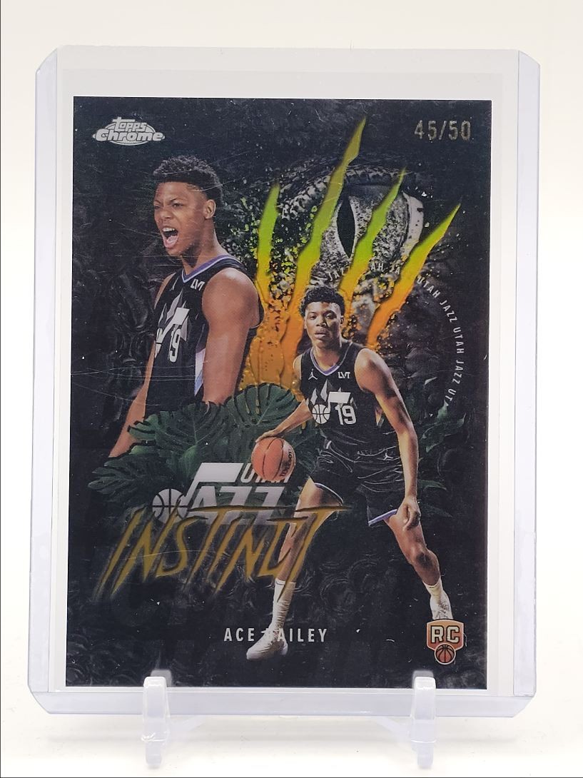 ACE BAILEY 2025-26 TOPPS CHROME INSTINCT ROOKIE GOLD JAZZ RC /50 Q5758