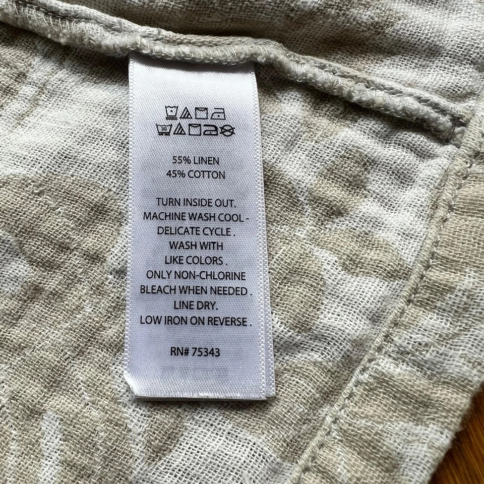 Jaqueta TAHARI tamanho XL bege branca tropical floral linho mistura de algodão frente aberta - Imagem 3 de 4