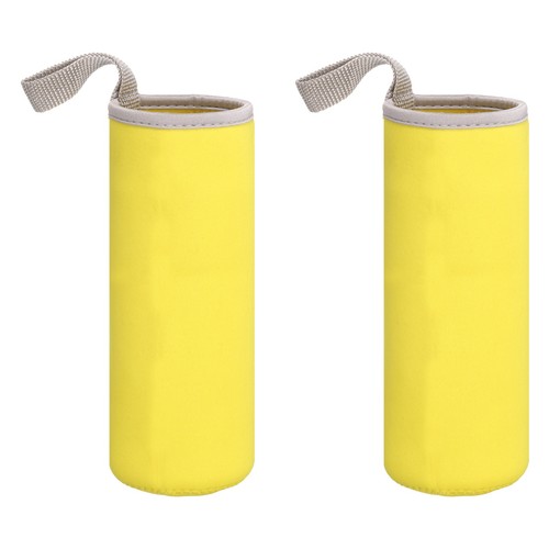 Neopren Trinkflaschenhülle mit Gurt 3 Zoll zum Wandern (2er Pack, gelb) - Bild 1 von 7