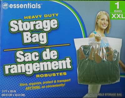 1 Clear Plastic 10 Gallon STORAGE Bag w Handle XXL Heavy Duty 24''x20'' Essentials