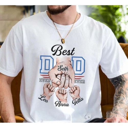 Personalized Dad Raised Fist Bump T Shirt Custom Kid Names Gift For personalized-dad-raised-fist-bump-t-shirt-custom-kid-names-gift-for