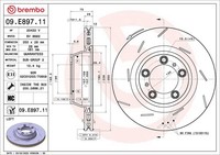 1X Brembo Bremsscheibe Prime Line - UV Coated 09.E897.11 FüR Porsche Panamera