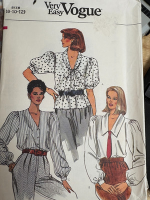 Vogue 8608 sewing pattern: Misses Blouses, 3 views, Sizes 8-12  NEW
