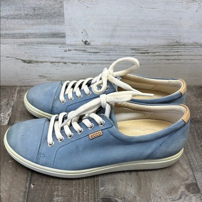 Ecco Ladies Blue Soft Suede Lace-Up Sneakers US Size 8