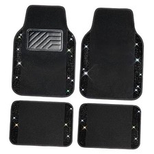 CAR PASS Bling Diamond Car Floor Mats, Sparkling Crystal Shining Black Diamond