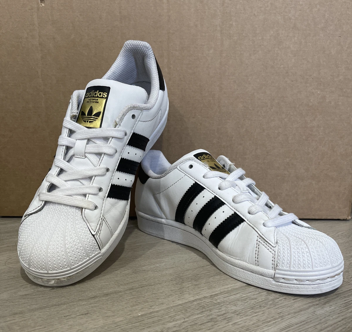 Adidas Original Superstar Hard Shell Toe Black Gold Mens 5.5 / Women 7 | eBay