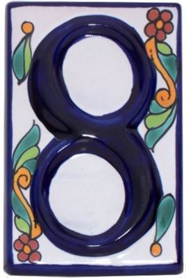 Mexican Talavera Colonial Tile Address House Number Eight