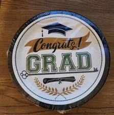 FREE 25 Green Congrats GRAD Congratulations Graduation Desert Plates 2024  US