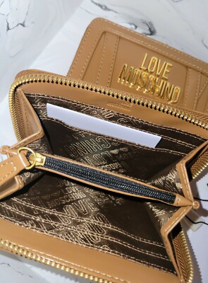 MOSCHINO V072352411027 関税送料込 Love Moschino Zip Around Hand Pocket Wallet Coin Purse Brown