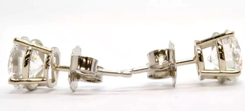 LAB GROWN 1.4 CARAT TOTAL WEIGHT CTW 14K WHITE GOLD DIAMOND STUD EARRINGS E/F VS - Picture 2 of 2