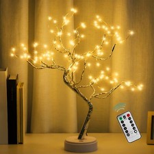 LED Sparkly Fairy Tree Lamp with Remote Control USB/Battery Powered Warm White