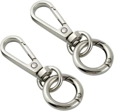 2 Pcs Swivel Snap Hooks with Key Rings Double Opening Swivel Lobster Claw Clasps
