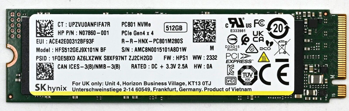 「即売・新品」SK hynix PC801 512GB Gen4 M.2 SSD SK Hynix 512GB PC801 M.2 NVMe PCIe Gen4x4 SSD Solid State