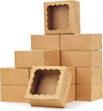 Brown Bakery Boxes 80 Pack with Clear Window for Cookies Treats Pastries