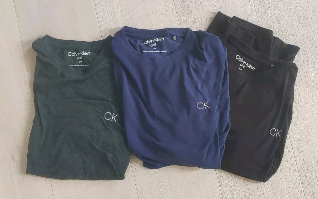 3x Calvin Klein Mens Golf T-Shirt Lightweight Breathable Black, Blue, Grey