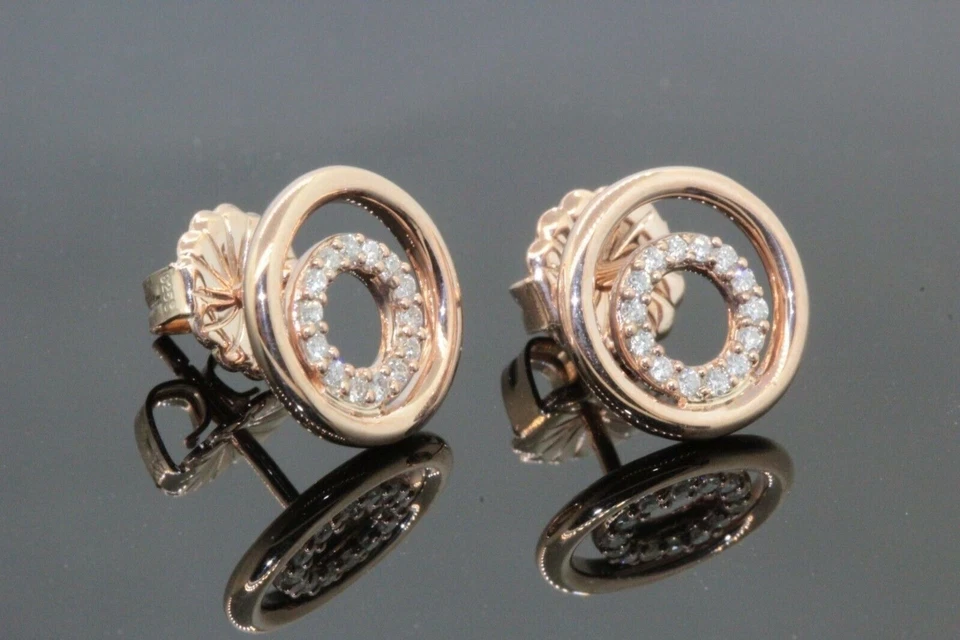 Aretes con halo de diamantes rosa Swarovski de plata de ley 925 0,14 TCW Foto 3 de 4