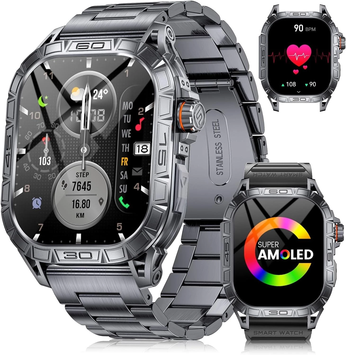 Smart Watch Men's Phone Function Wristwatch Watch for iPhone Samsung Huawei Tab