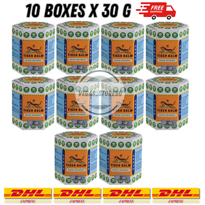 10 X Tiger Balm White Ointment 30g for Headache Muscle Pain Relief & Massage DHL