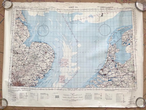 WW2 Allied Aeronautical Navigation (Bombing) Map: North Sea Region 1943