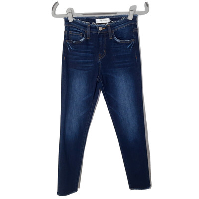 Flying Monkey Jeans 24 Skinny Frayed Distressed Hems Cut Off Stretch Dark Wash