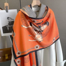 Thick Warm Winter Scarf Luxury Design Print Horse Women Cashmere Pashmina Shawl 