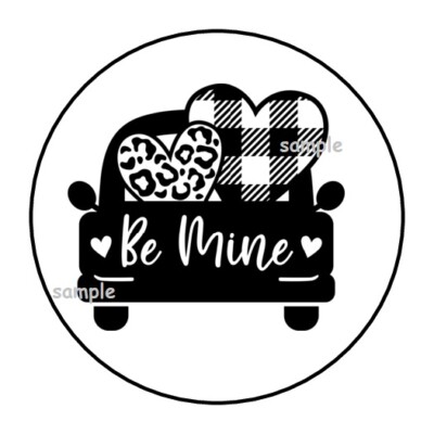 30 BE MINE VALENTINES ENVELOPE SEALS LABELS STICKERS 1.5'' ROUND VINTAGE TRUCK