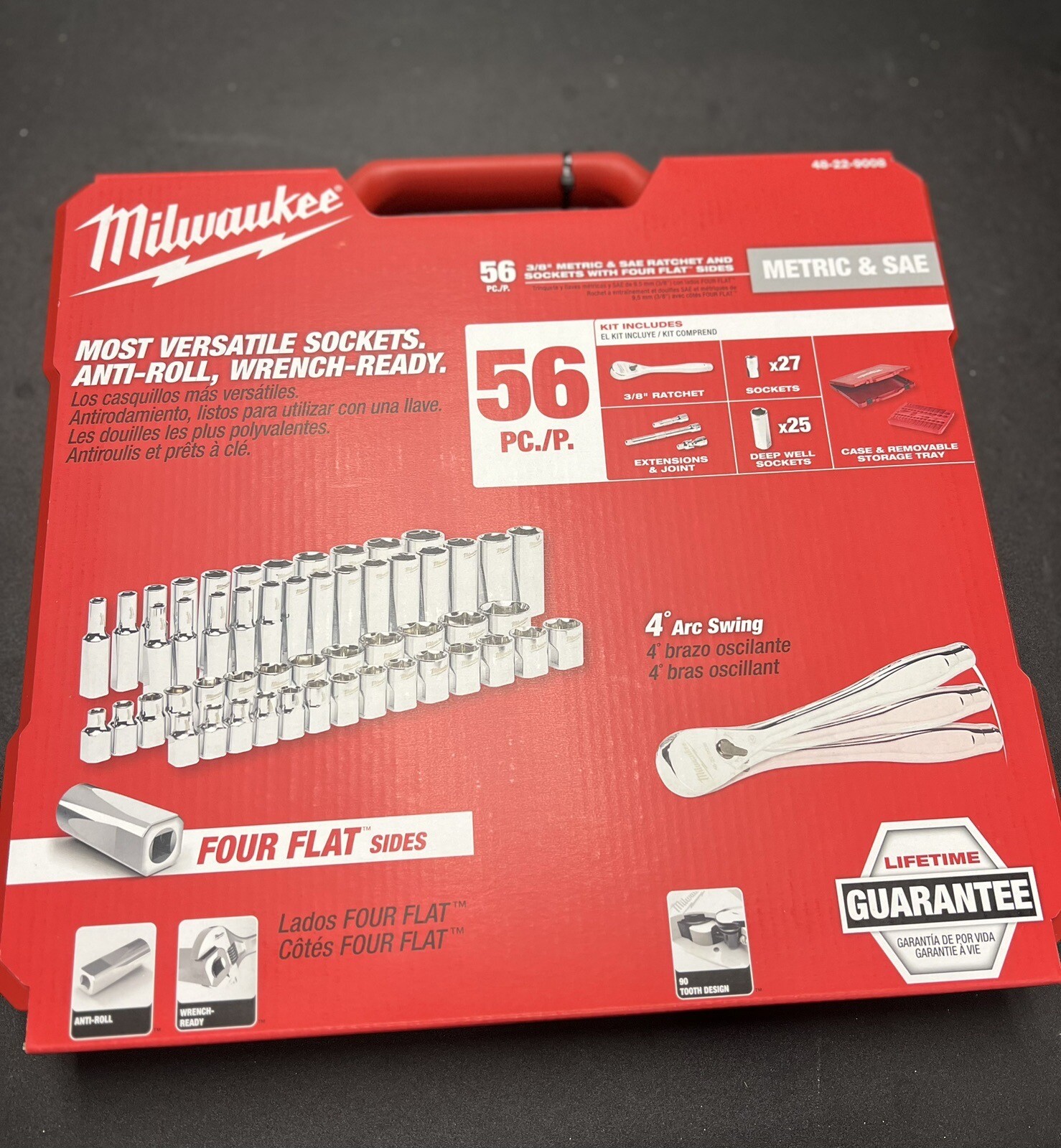 Milwaukee+56pc+Ratchet+%26+Socket+Set+-+SAE+%26+Metric+48229008 for ...