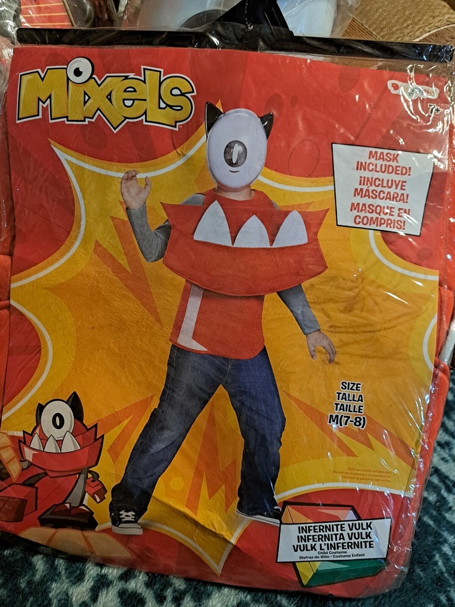 NEW BOYS SIZE MEDIUM 7-8 MIXELS INFERNITE VULK HALLOWEEN COSTUME