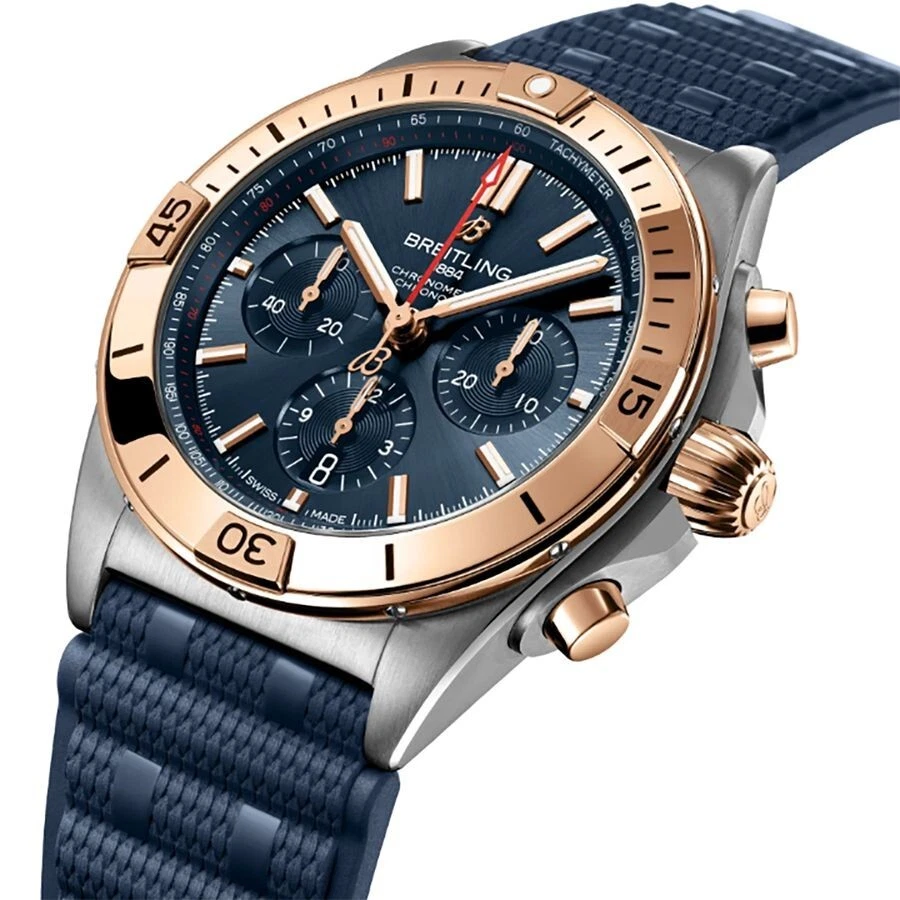 Breitling Chronomat Blue Dial Strap Rose Gold & Steel 42mm Men's Watch UB0134 - Image 2 of 4