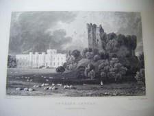 1830 Antique Print Cardiff Castle Glamorganshire - Gastineau