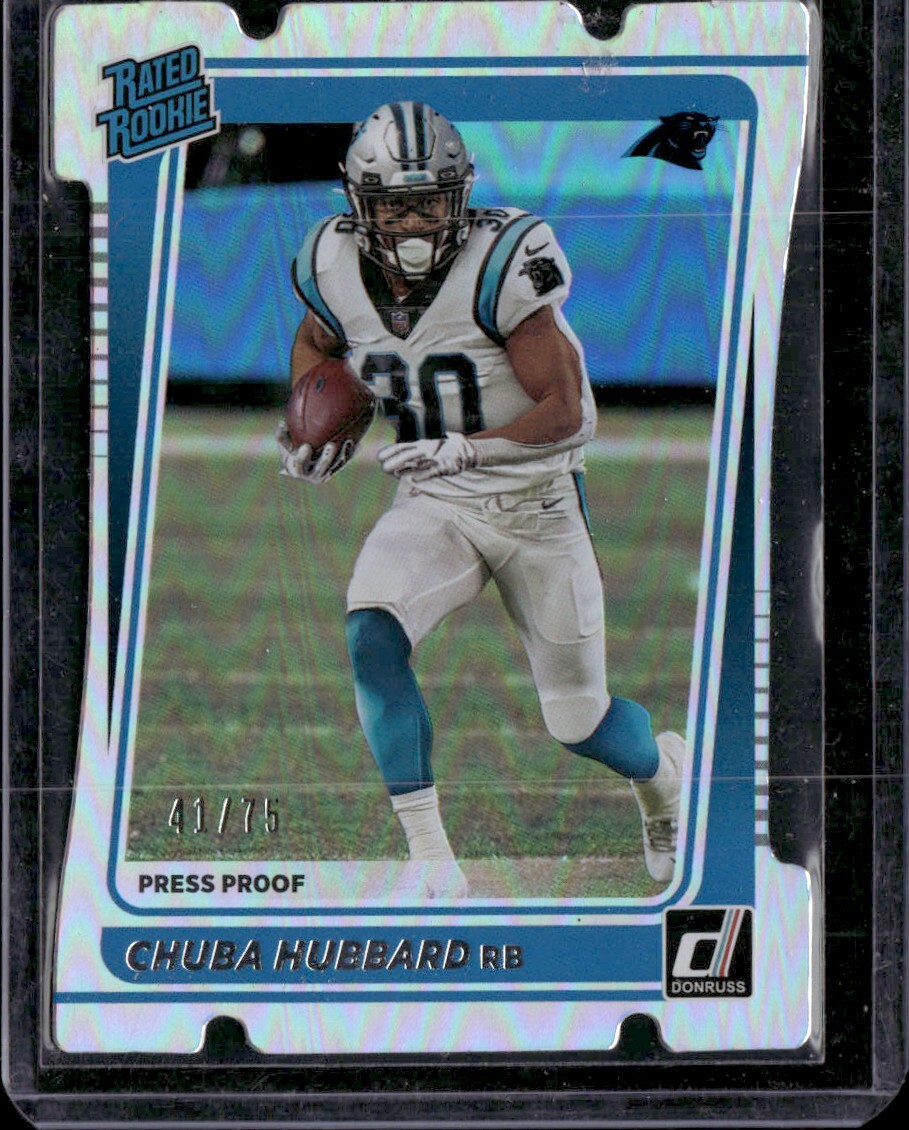 2021 Donruss -  Chuba Hubbard #287 Press Proof Silver Die-Cut RC /75