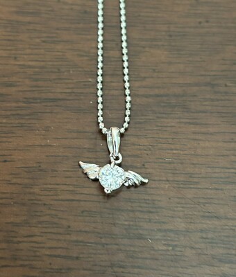 Crystal Winged Silver Charm Necklace 