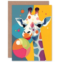 SüßEr Bunter Luftballon Kinder Giraffe Baby Geburtstagskarte