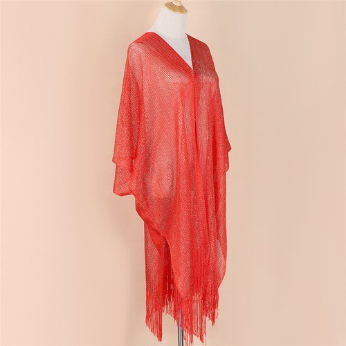 Women Tassel Scarf Wrap Shawl Elegant Evening Dress Summer Beach Cover Up Blouse - Picture 24 of 46