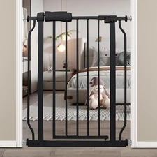 Narrow Baby Gates for Stairs Doorways Auto Close Tension Black Metal Child Pet S