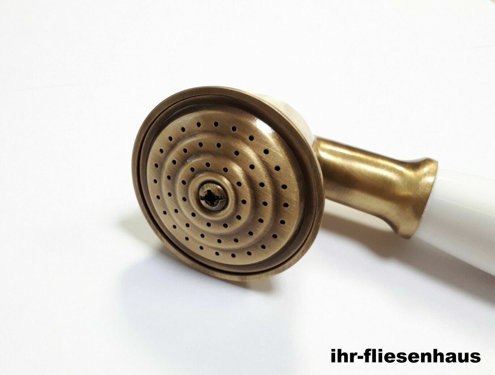 Designer Handbrause Retro – 1-Funktion, Antikchrom, Aus Verchromtem Messing, Mit Porzellangriff, Von Novoterm-Loge
